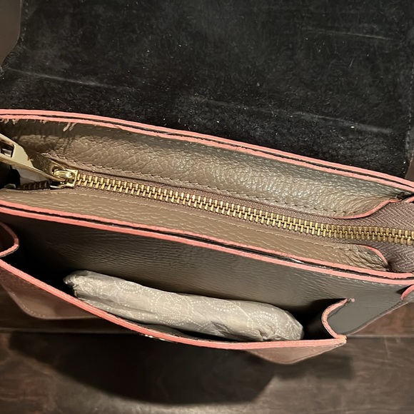 Cuir Rose pebbled leather pink and gray shoulder bag EUC - Picture 11 of 12